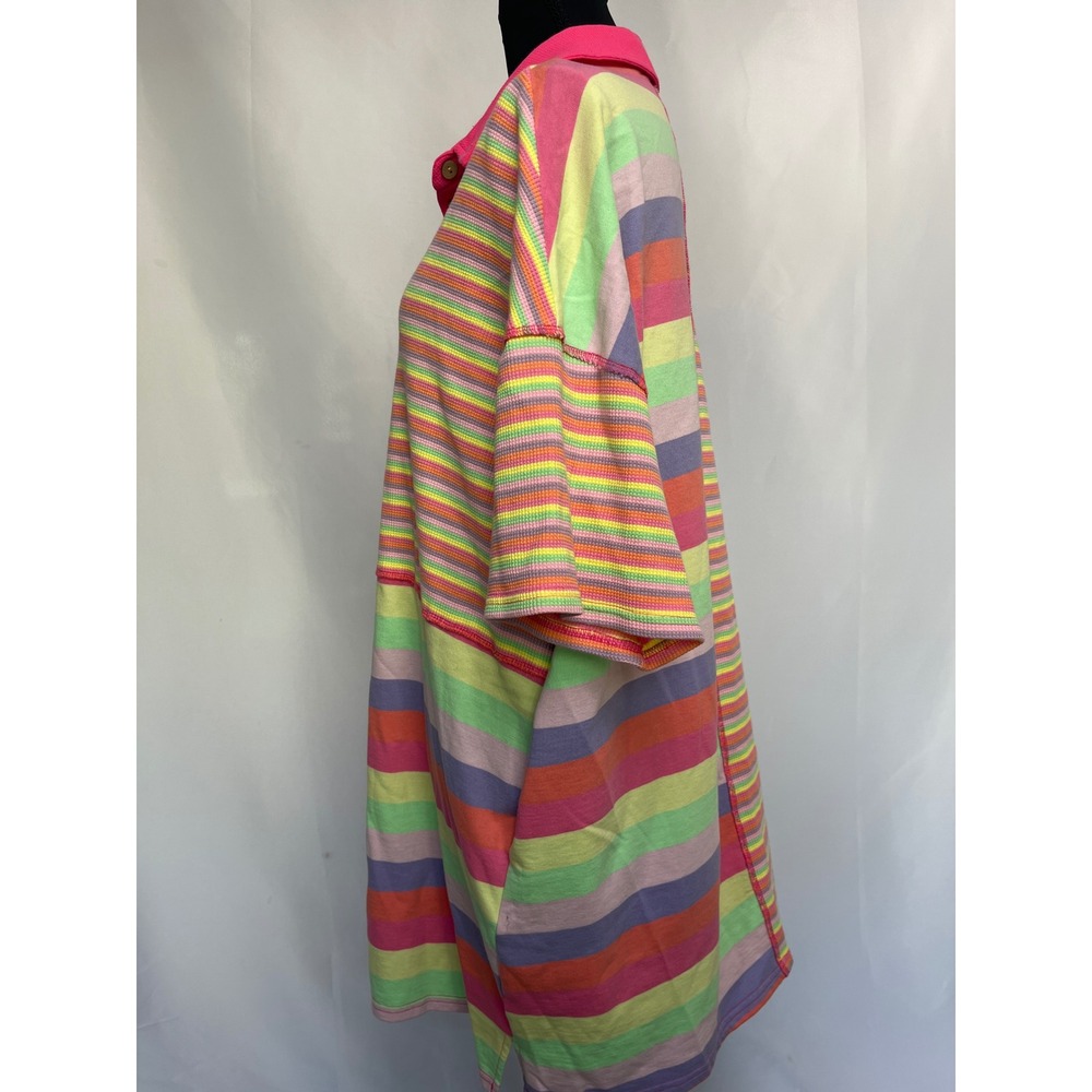 Fantastic Fawn Natalie Striped Polo Dress Pink Multi Color Patchwork Large NWT - Picture 10 of 16